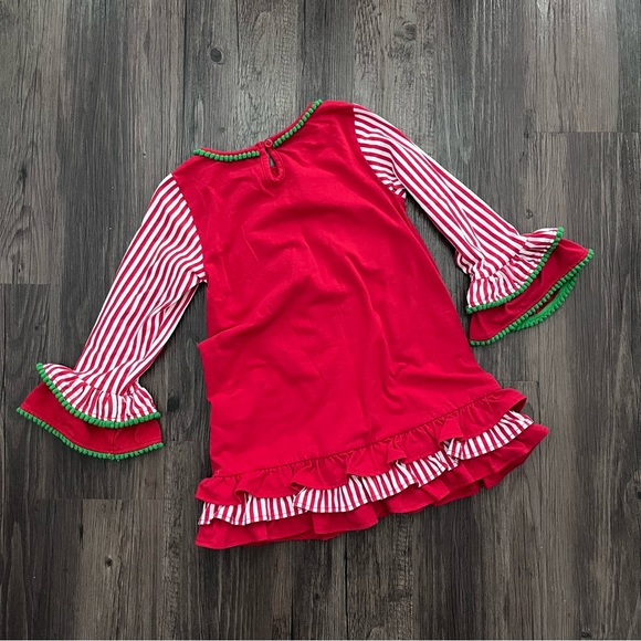 Candy Cane Appliqué Ruffle Holiday Dress - Picture 4 of 5